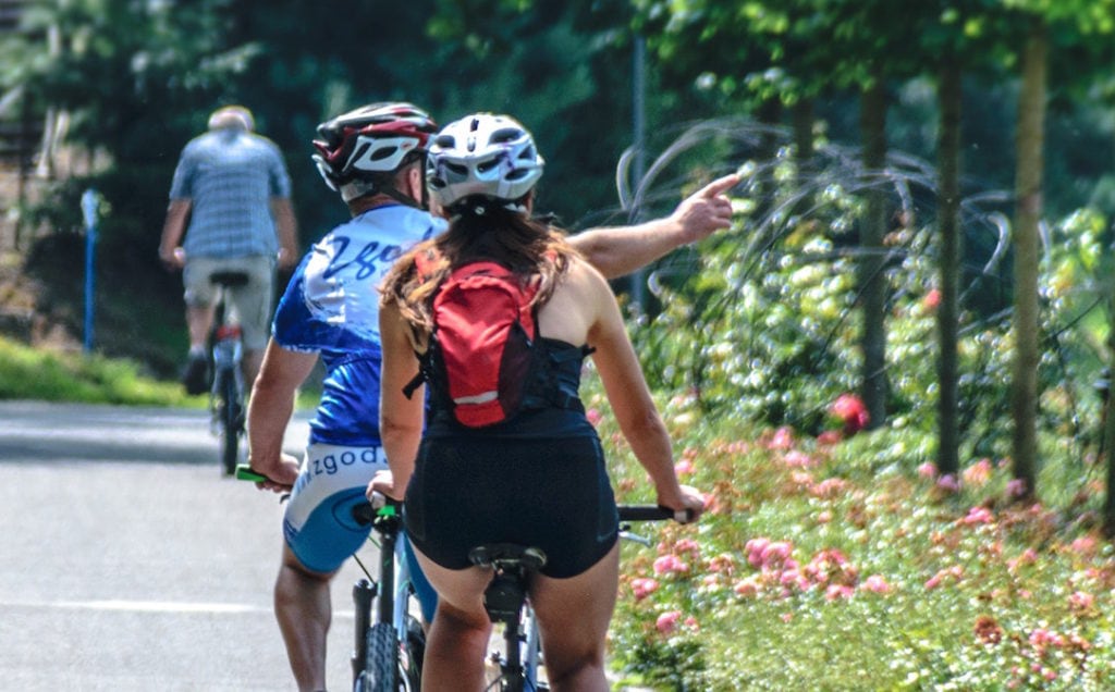 Dame mit Fahrradhose
